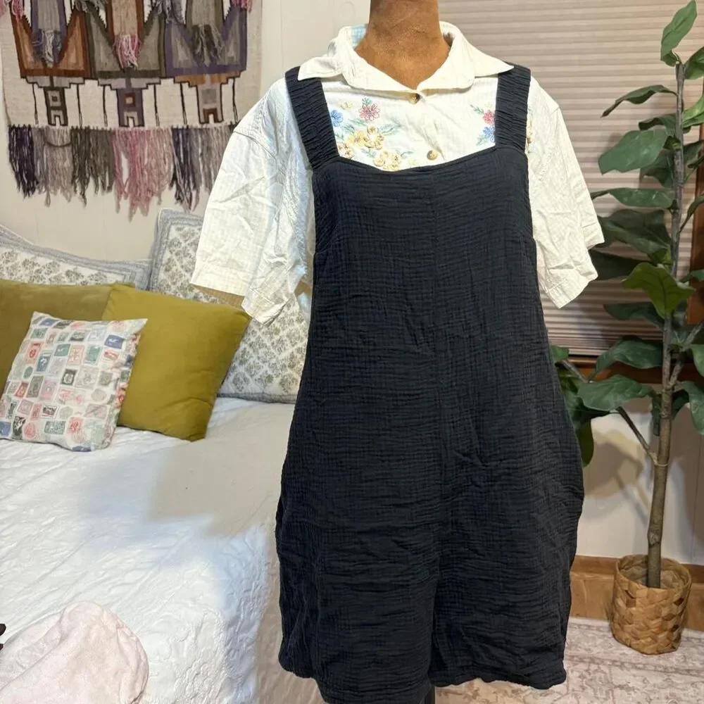 Boho Festival Cottage Whimsigoth 100% Cotton Overall Romper Lightweight Travel - Picture 2 of 7